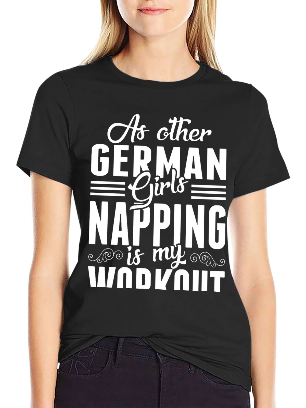 Funny German Girl Napping Workout T-Shirt product image 5