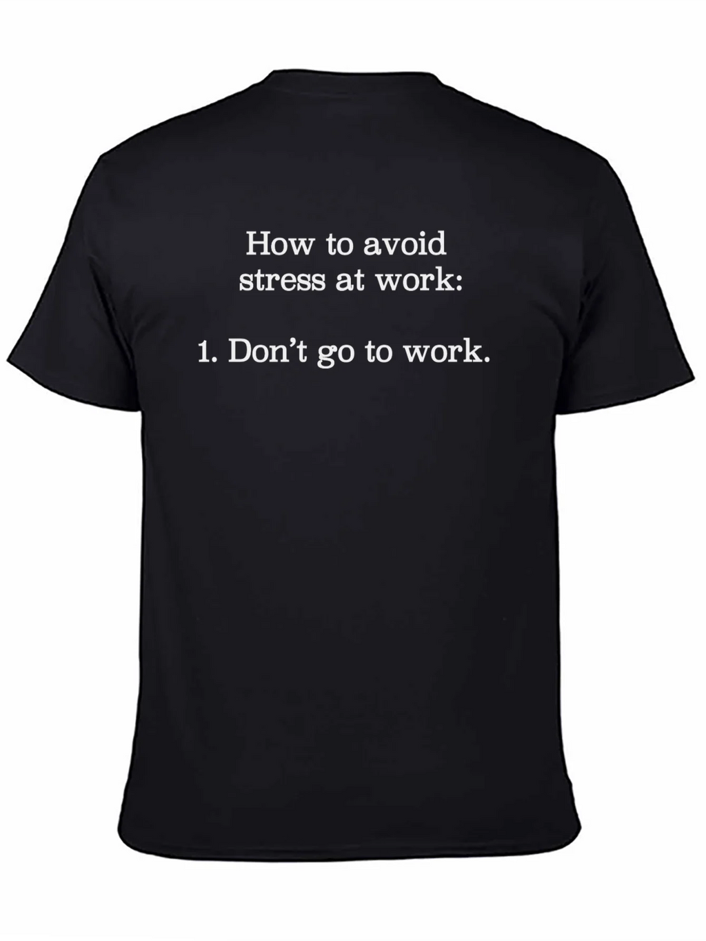 Humorous Avoid Stress Graphic Tee - Black Cotton T-Shirt product image 7