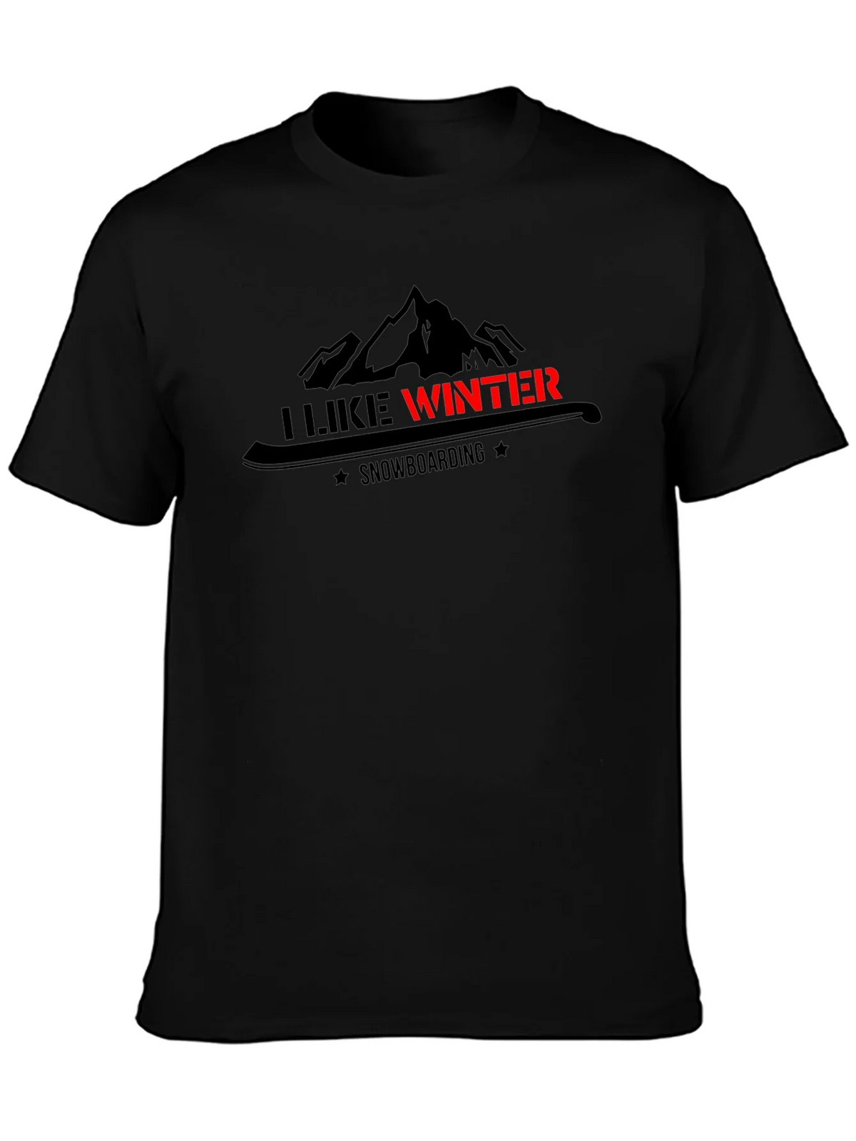 I Like Winter Snowboarding Graphic Black Tee product image 6