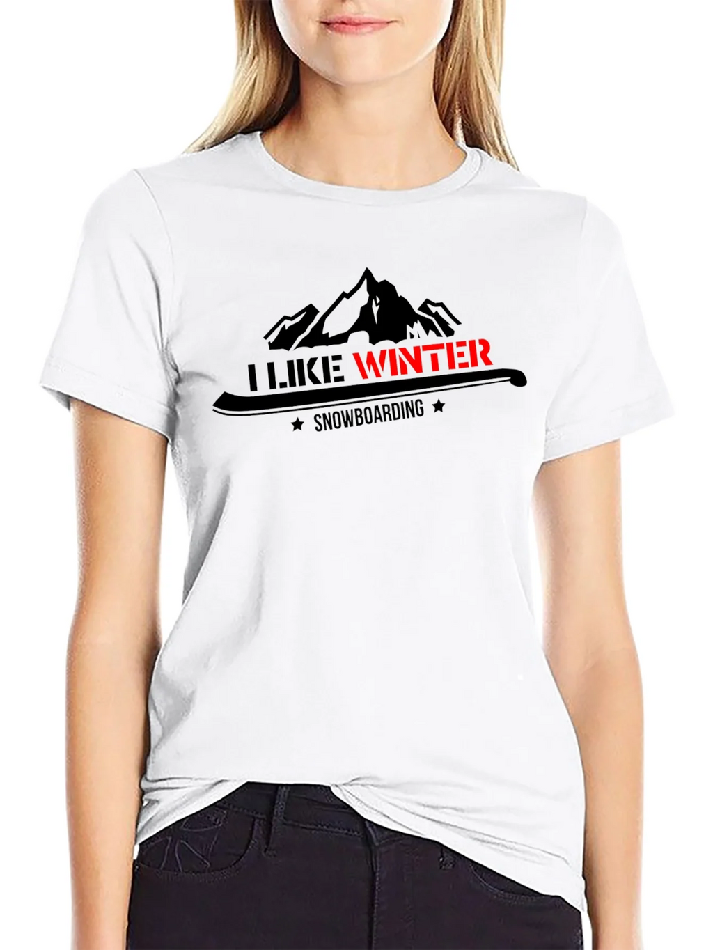 I Like Winter Snowboarding Graphic Black Tee product image 11
