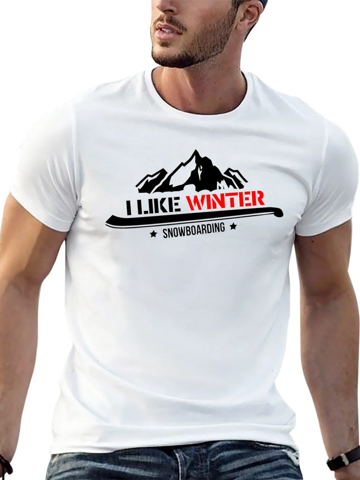 I Like Winter Snowboarding Graphic Black Tee product image 4