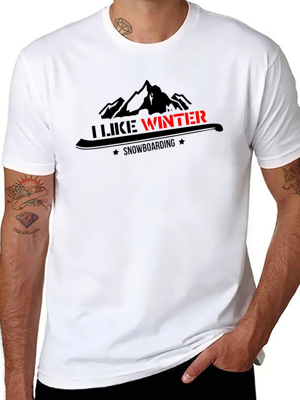 I Like Winter Snowboarding Graphic Black Tee product image 10