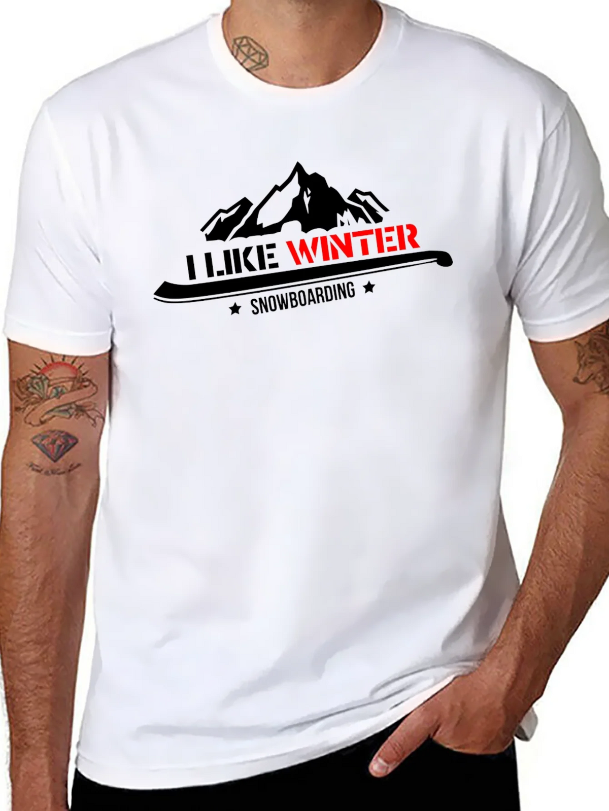 I Like Winter Snowboarding Graphic Black Tee product image 10