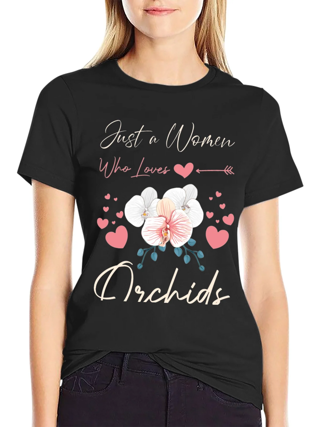 Just a Woman Who Loves Orchids T-Shirt product image 5