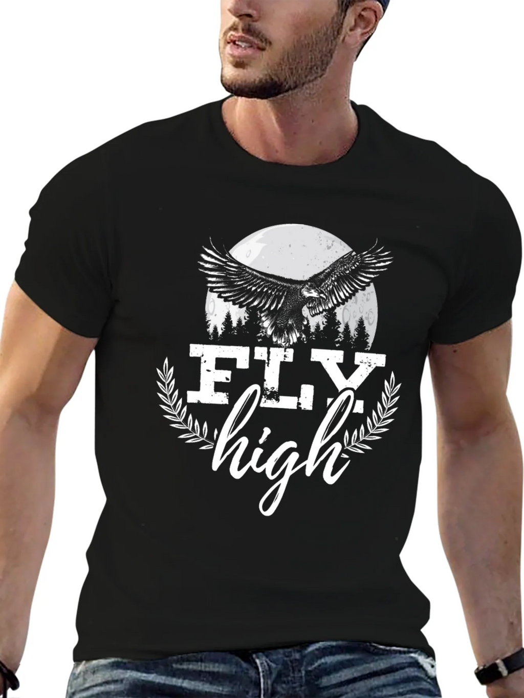 Fly High Eagle Graphic Tee - Black Cotton Blend product image 9