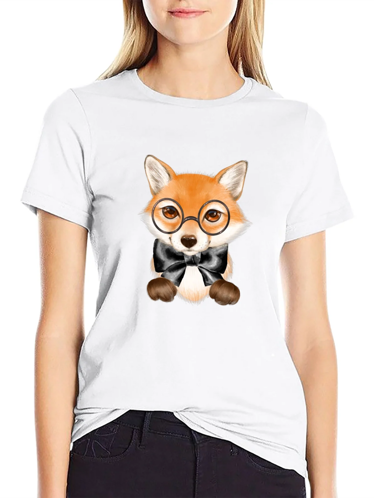 Fox with Glasses Graphic Tee - Black Unisex T-Shirt product image 11
