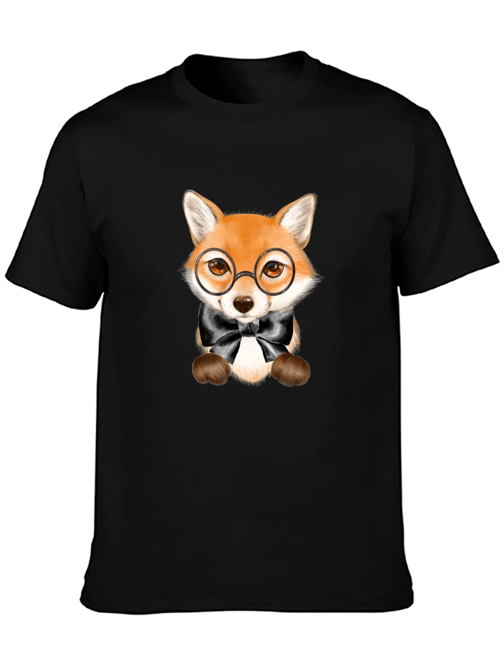 Fox with Glasses Graphic Tee - Black Unisex T-Shirt product image 6