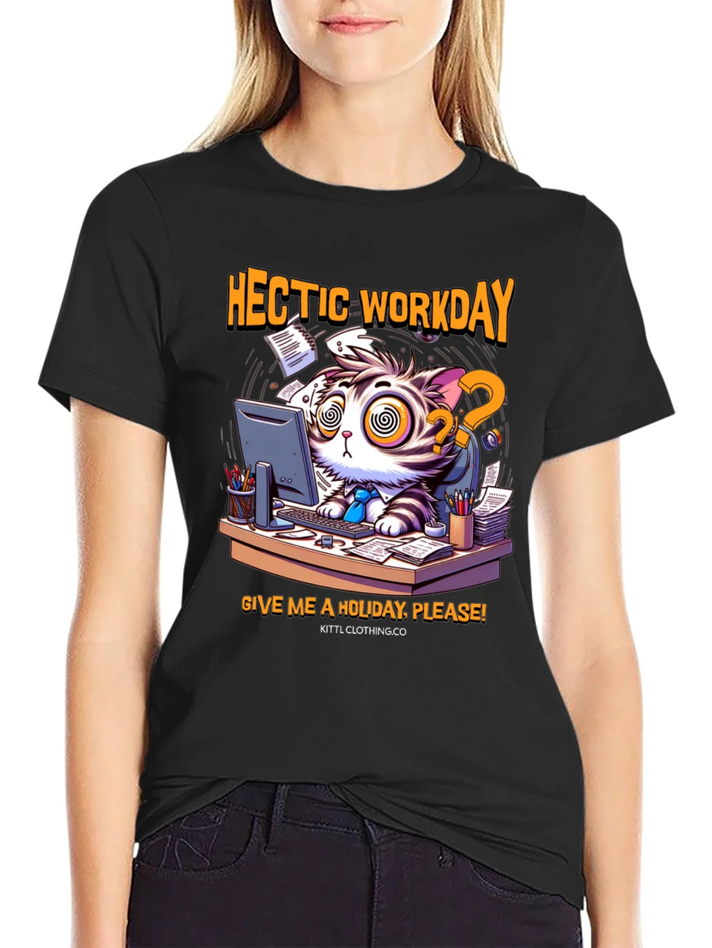 Hectic Workday Cat Graphic T-Shirt product image 5