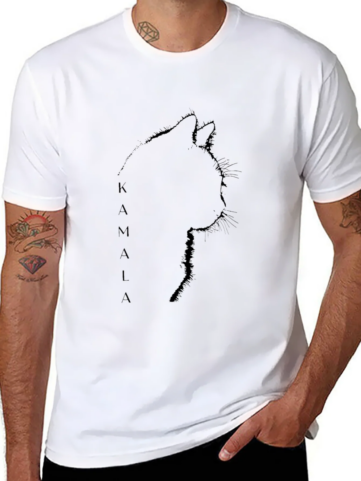 Kamala Cat Silhouette Black T-Shirt product image 10