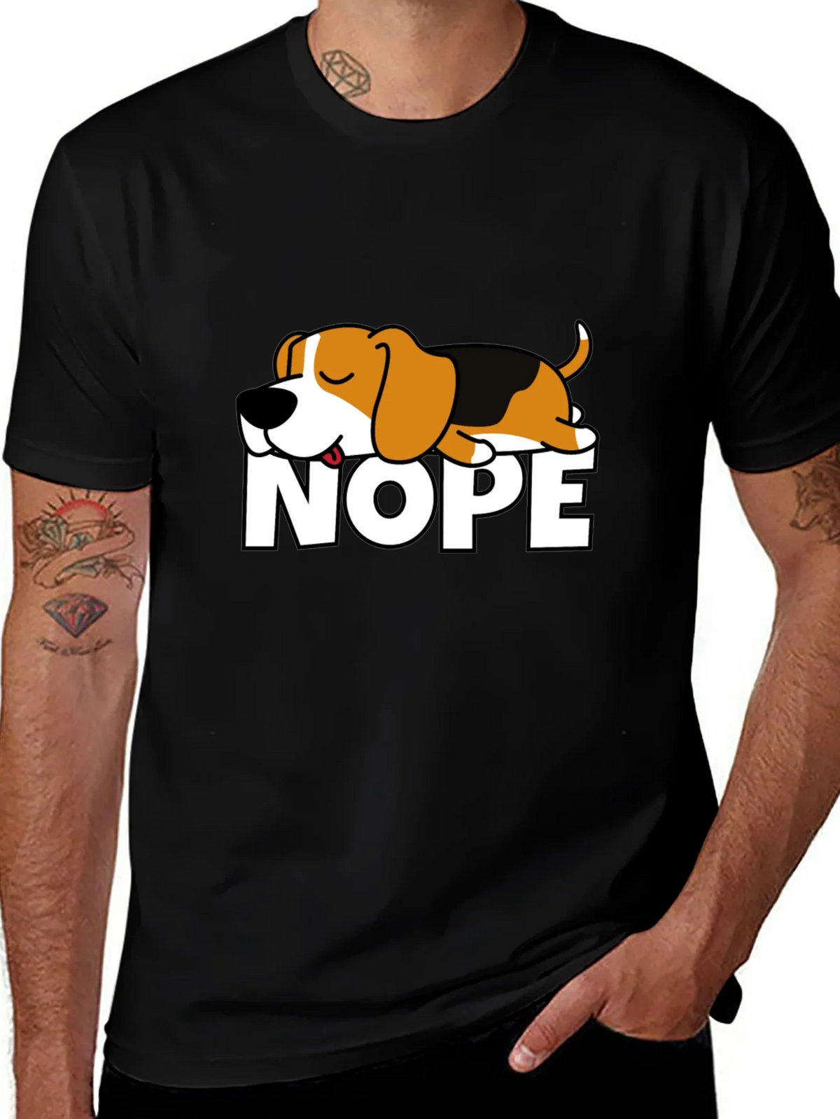 Nope Dog Graphic T-Shirt - Funny Sleepy Beagle Tee product image 1