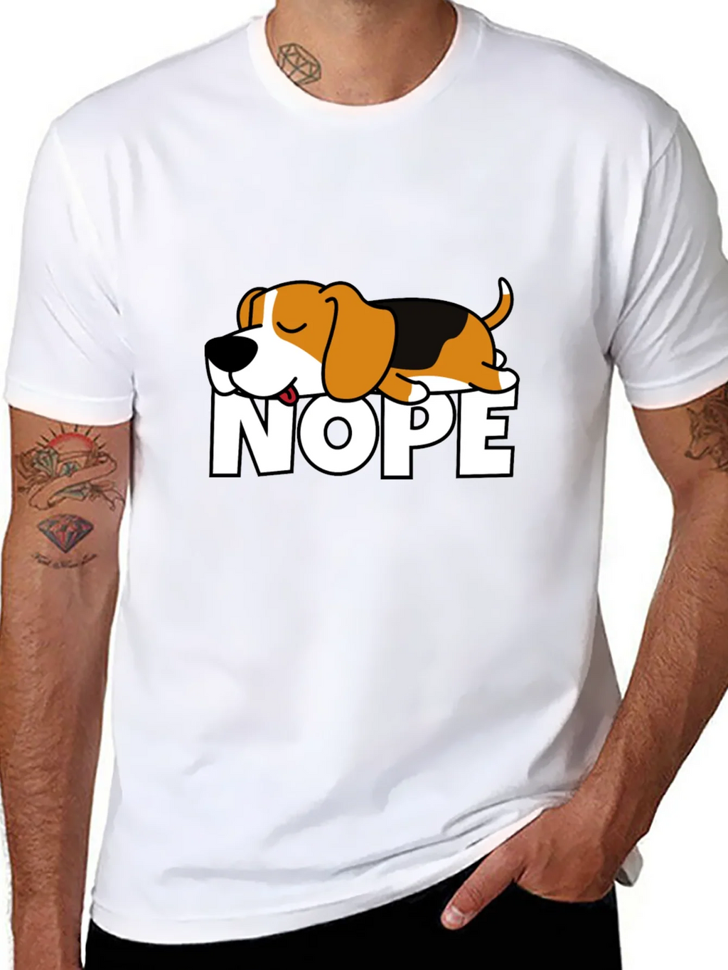 Nope Dog Graphic T-Shirt - Funny Sleepy Beagle Tee product image 10
