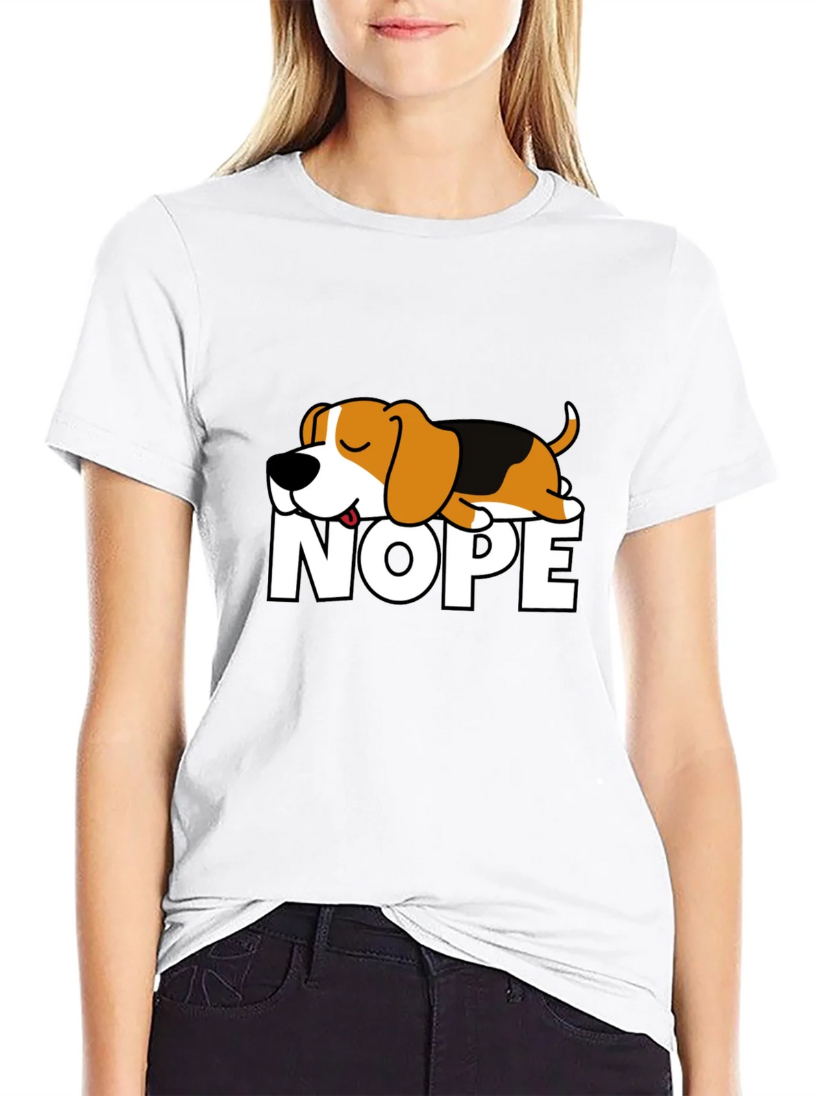 Nope Dog Graphic T-Shirt - Funny Sleepy Beagle Tee product image 11