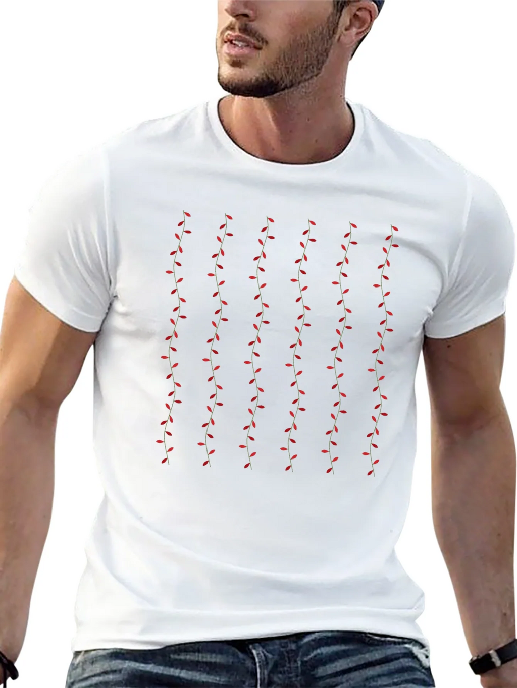 Stylish Black T-Shirt with Vine Pattern product image 4