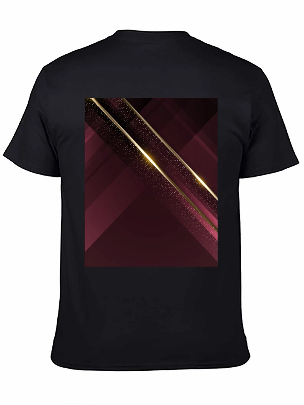 Abstract Geometric Maroon & Gold Mens T-Shirt product image 7