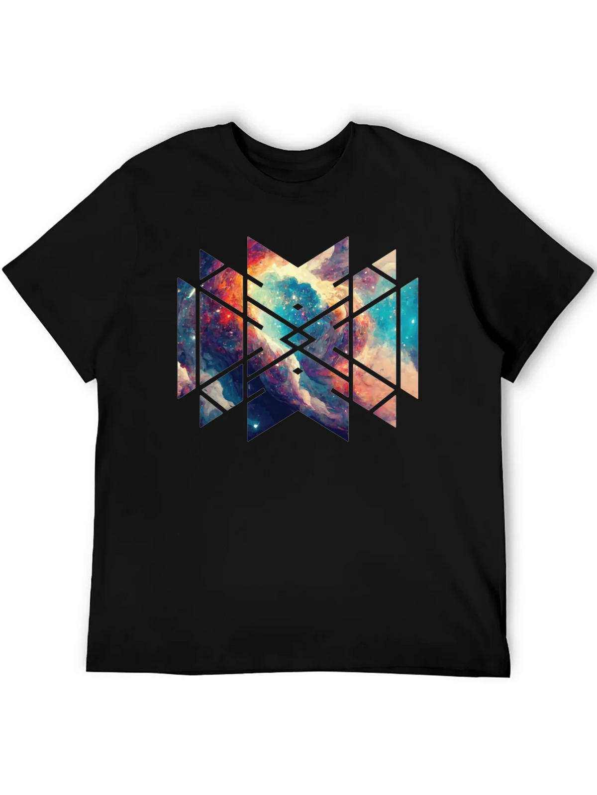 Geometric Galaxy Black Tee - Modern Graphic Design product image 8