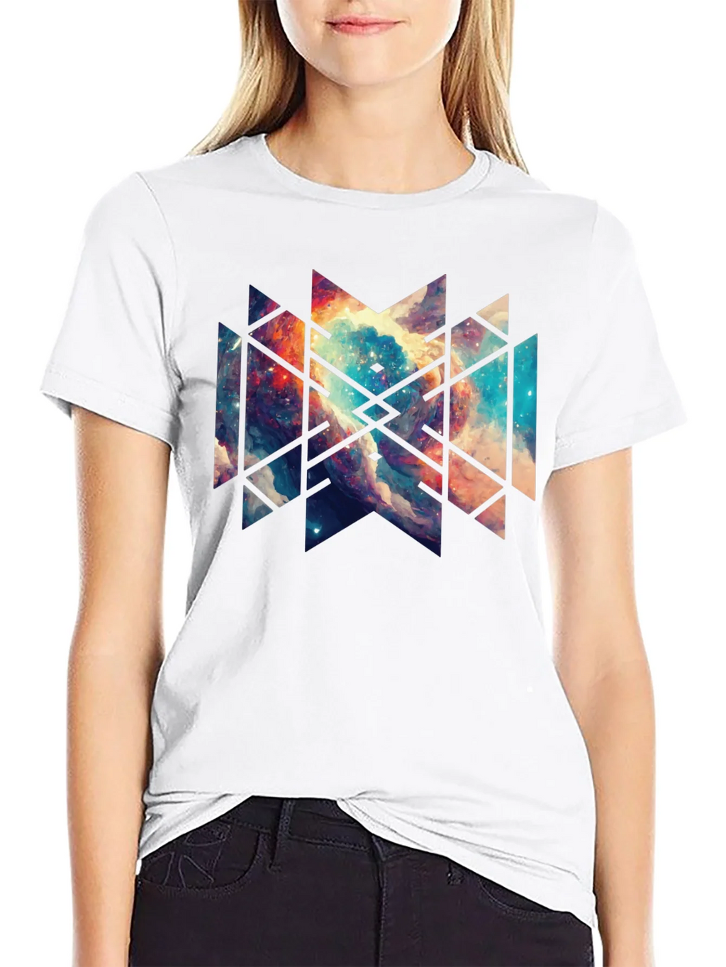 Geometric Galaxy Black Tee - Modern Graphic Design product image 11