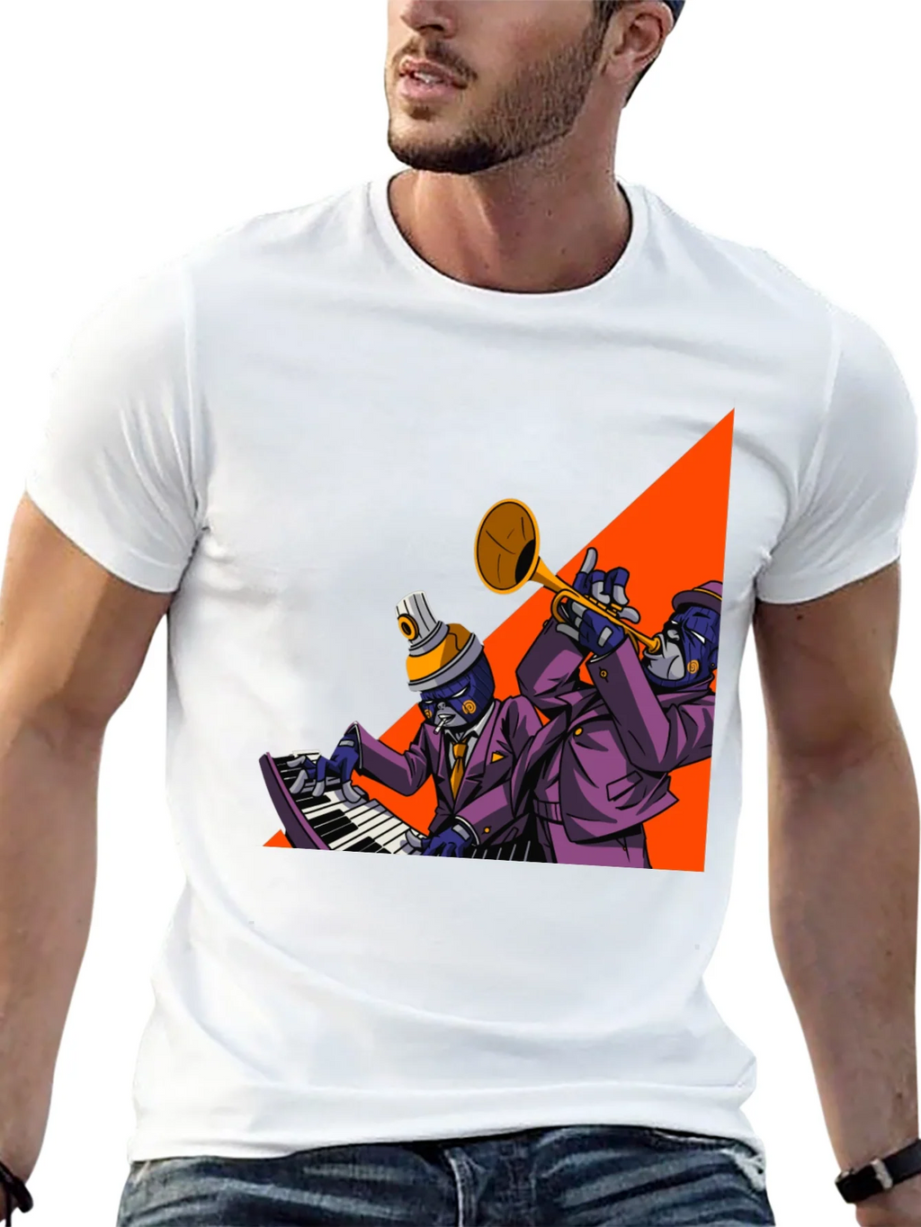 Jazz Duo Graphic Tee - Cool Musician T-Shirt product image 4