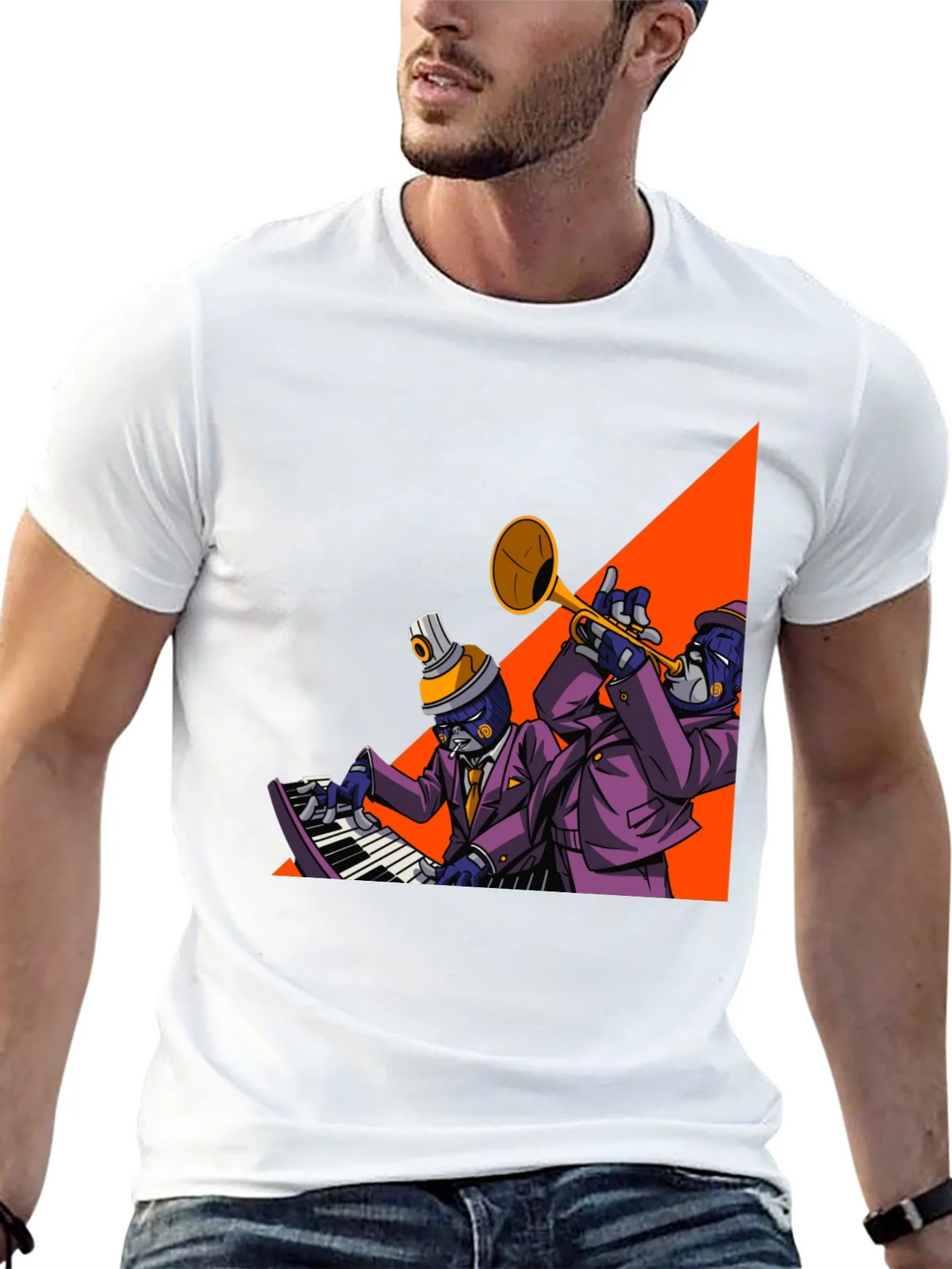 Jazz Duo Graphic Tee - Cool Musician T-Shirt product image 4