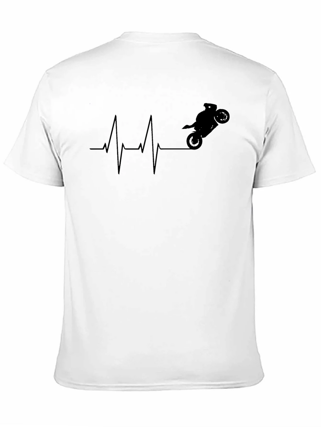 Motorcycle Heartbeat Graphic Tee - Black Cotton product image 2
