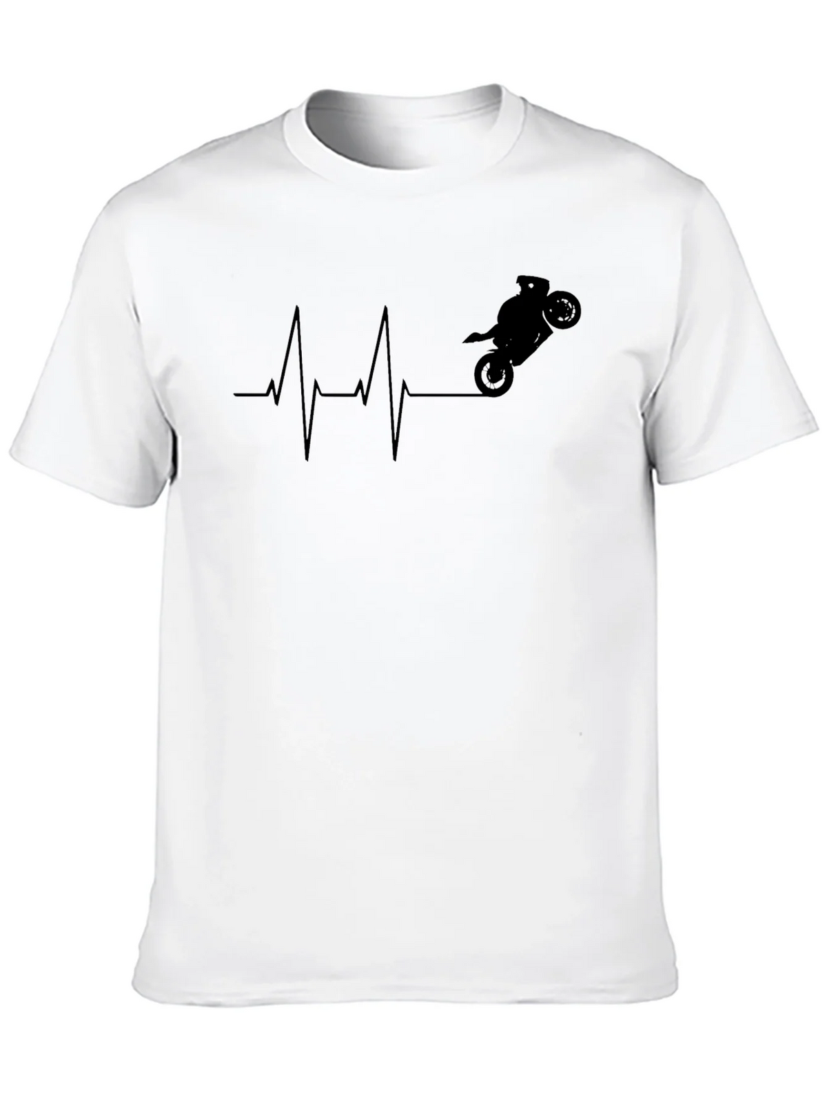 Motorcycle Heartbeat Graphic Tee - Black Cotton product image 12