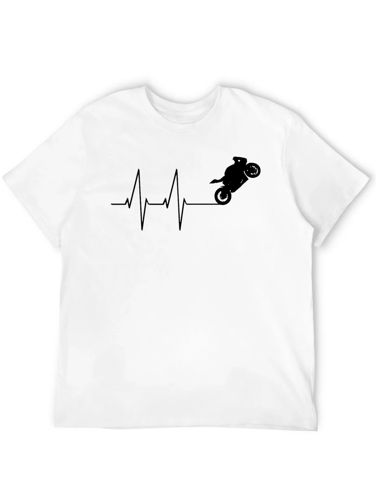Motorcycle Heartbeat Graphic Tee - Black Cotton product image 3
