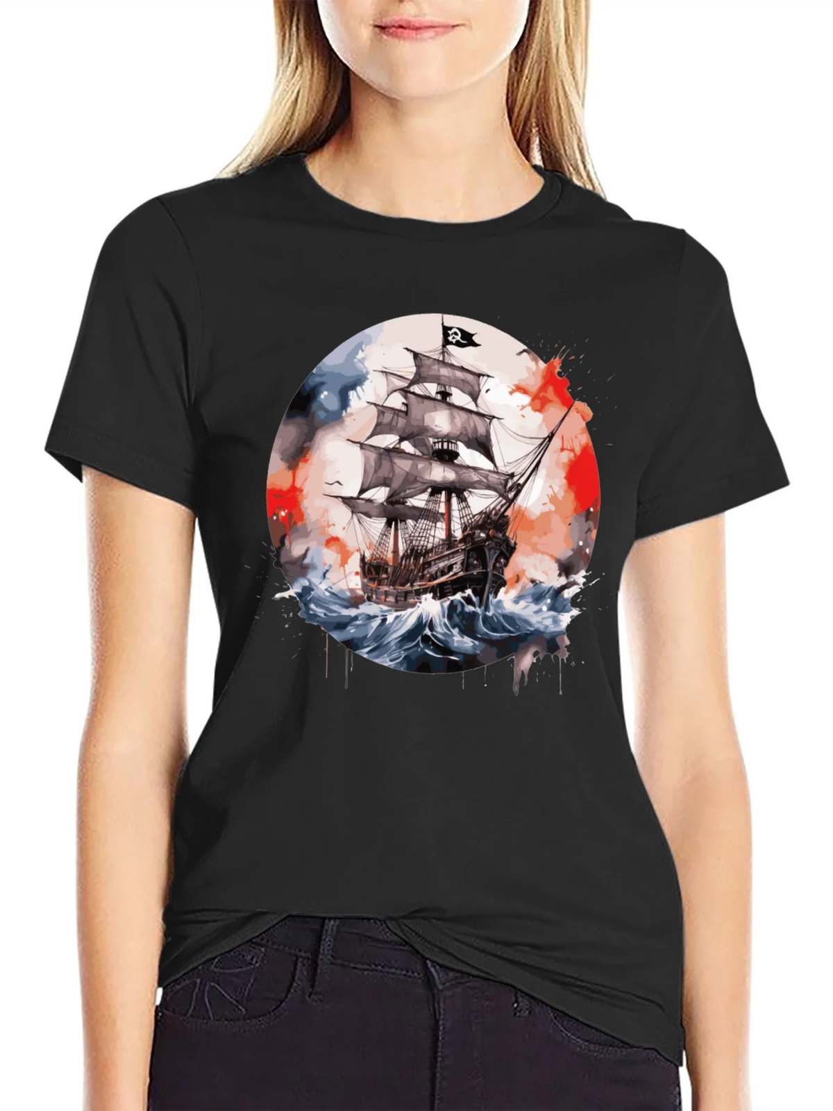 Pirate Ship T-Shirt: Watercolor Nautical Tee product image 5