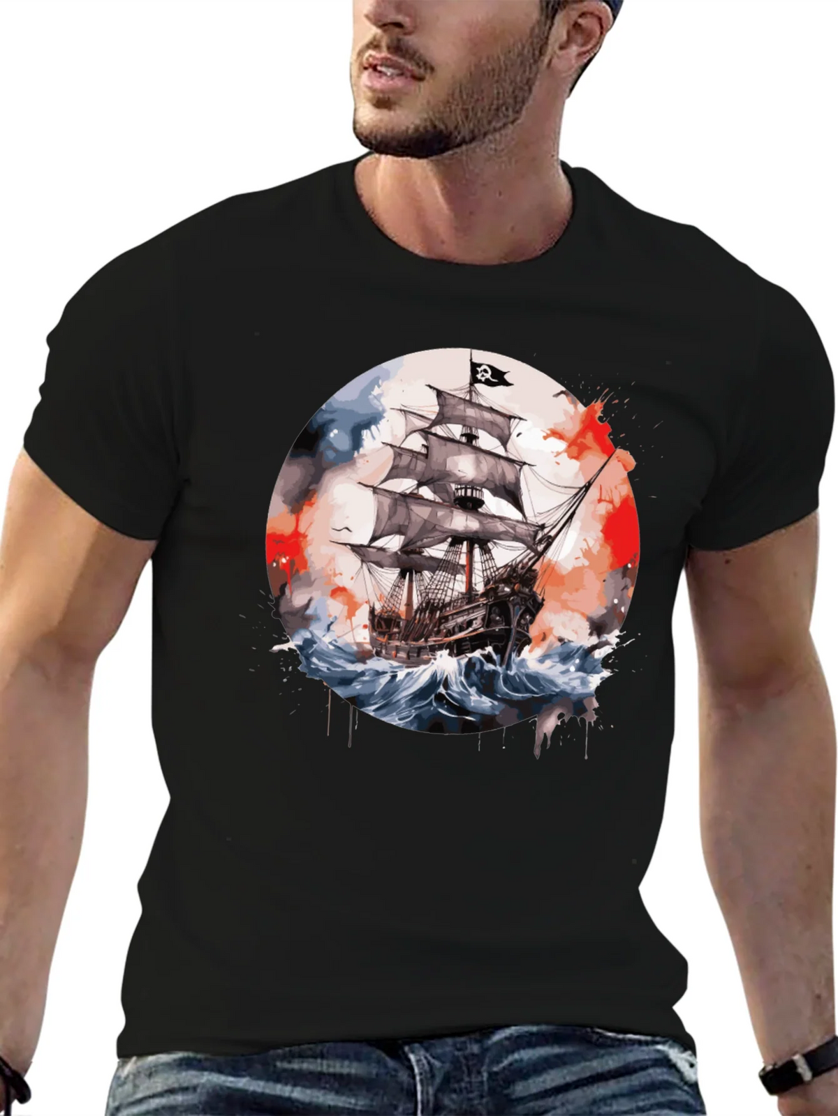 Pirate Ship T-Shirt: Watercolor Nautical Tee product image 9
