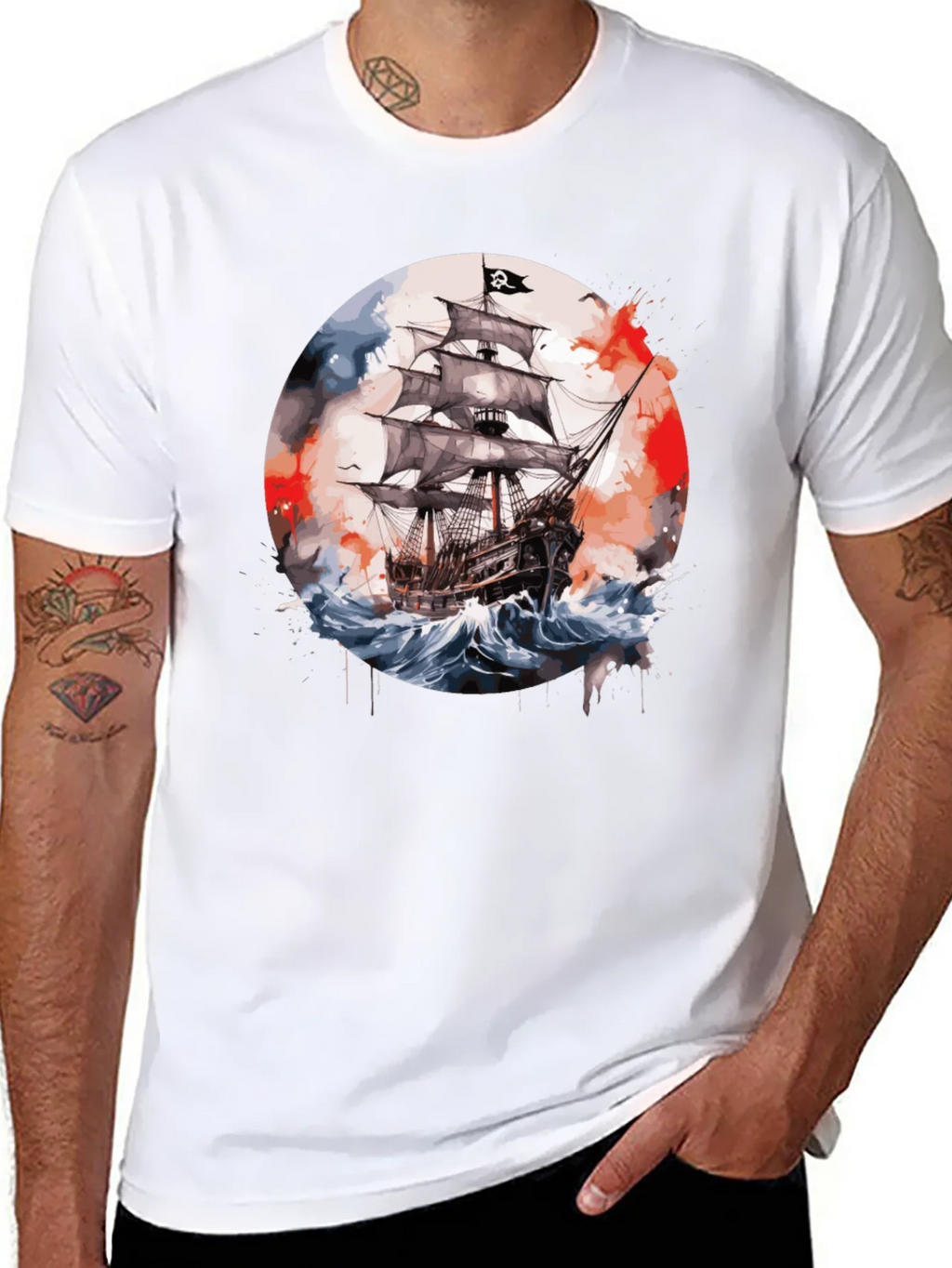 Pirate Ship T-Shirt: Watercolor Nautical Tee product image 10