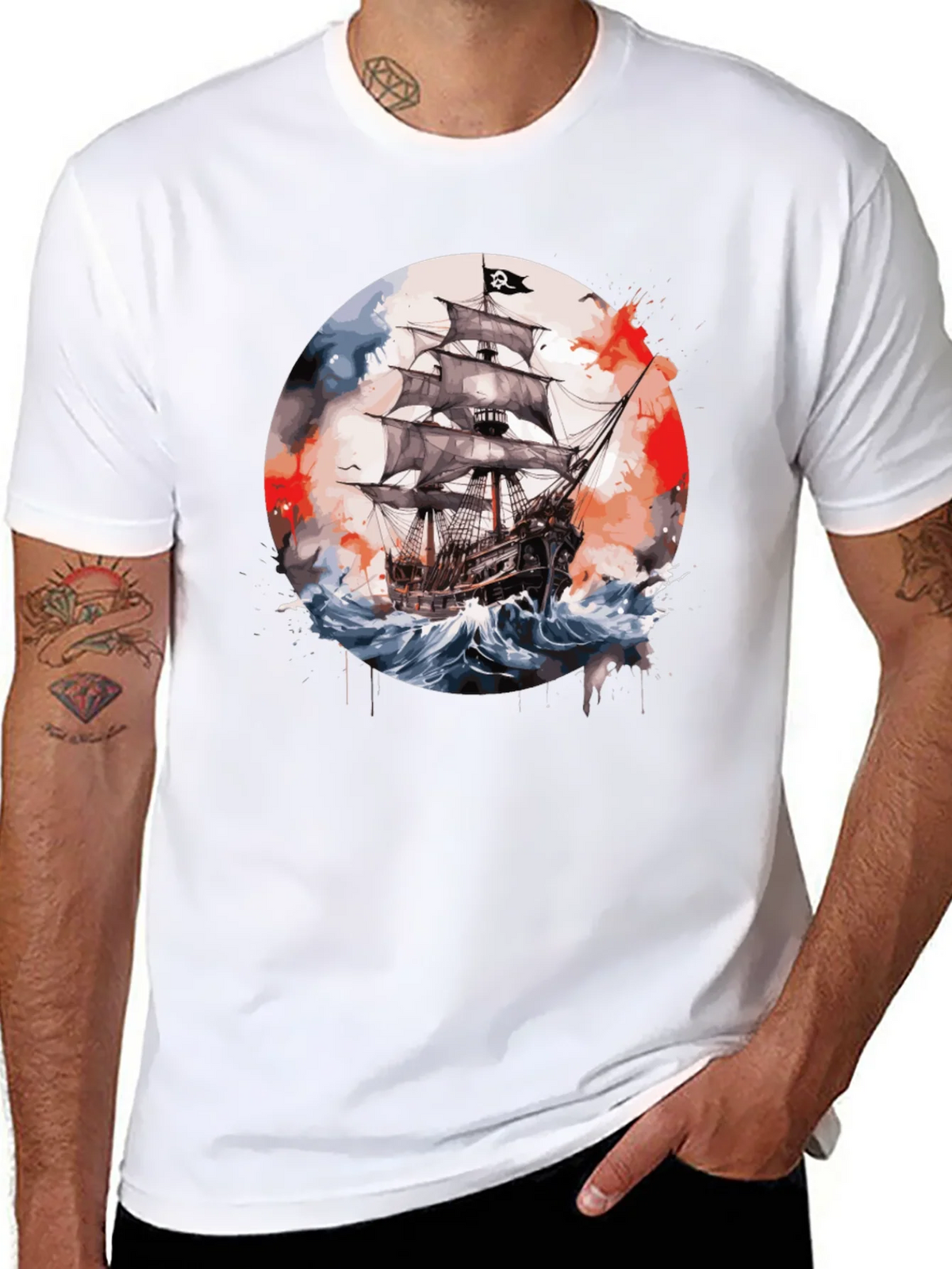 Pirate Ship T-Shirt: Watercolor Nautical Tee product image 10