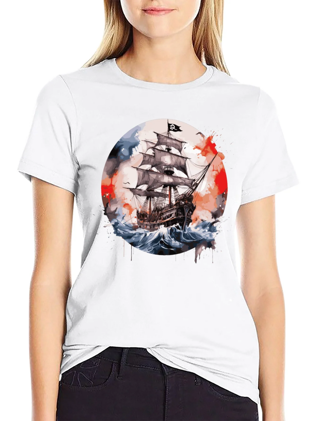 Pirate Ship T-Shirt: Watercolor Nautical Tee product image 11