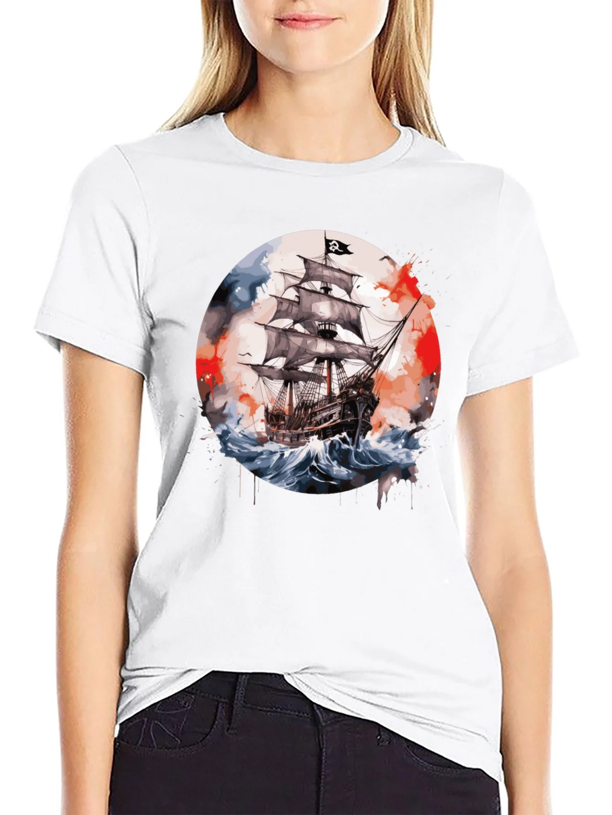 Pirate Ship T-Shirt: Watercolor Nautical Tee product image 11