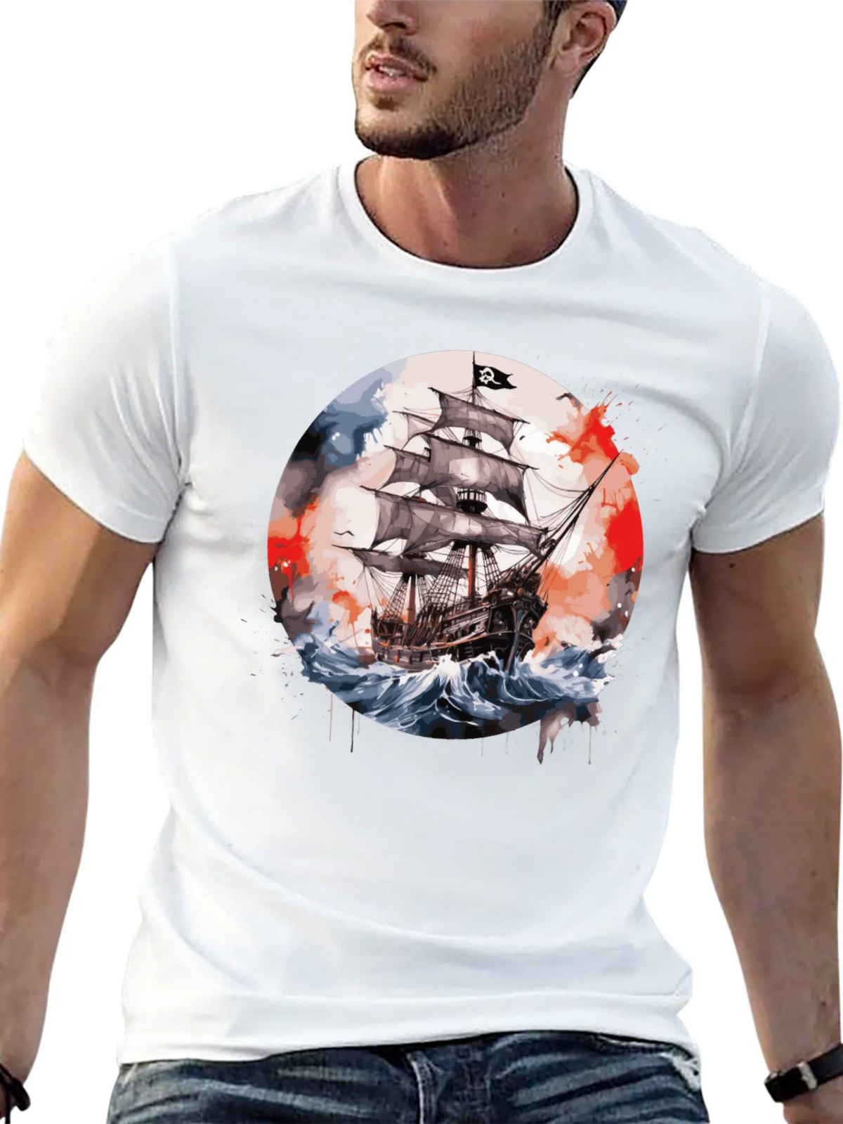 Pirate Ship T-Shirt: Watercolor Nautical Tee product image 4