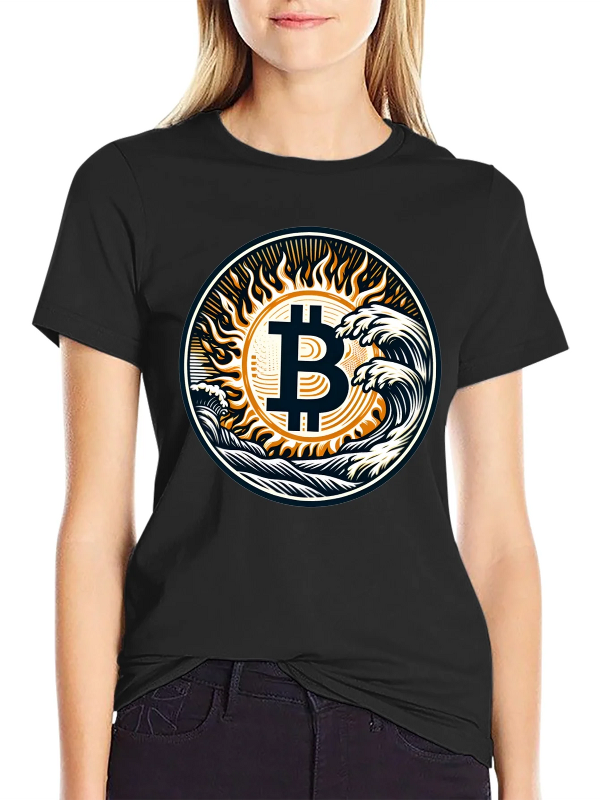 Bitcoin Wave T-Shirt - Crypto Sun Graphic Tee product image 5