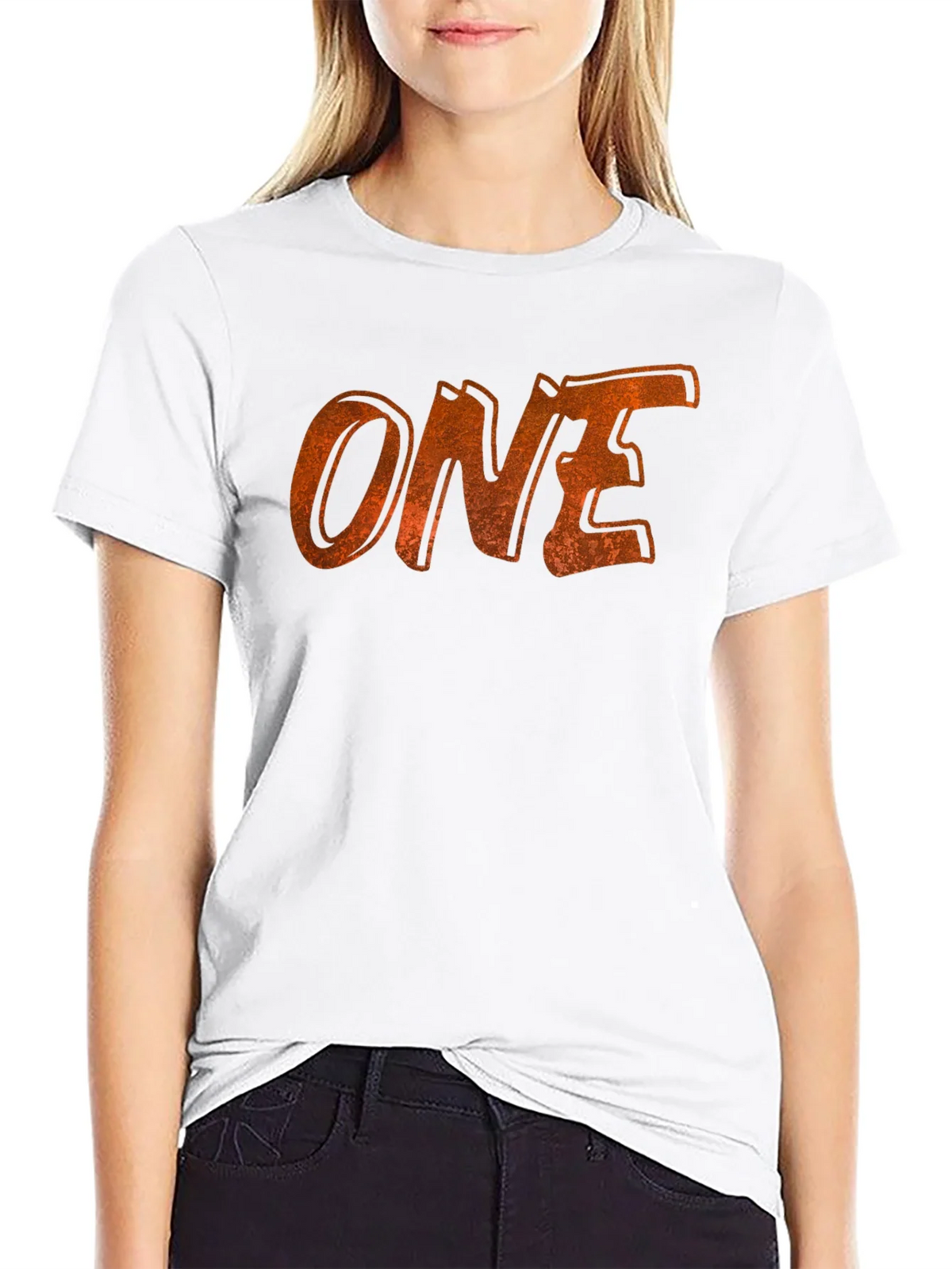 Distressed ONE Graphic Tee - Black Cotton Casual Shirt product image 11