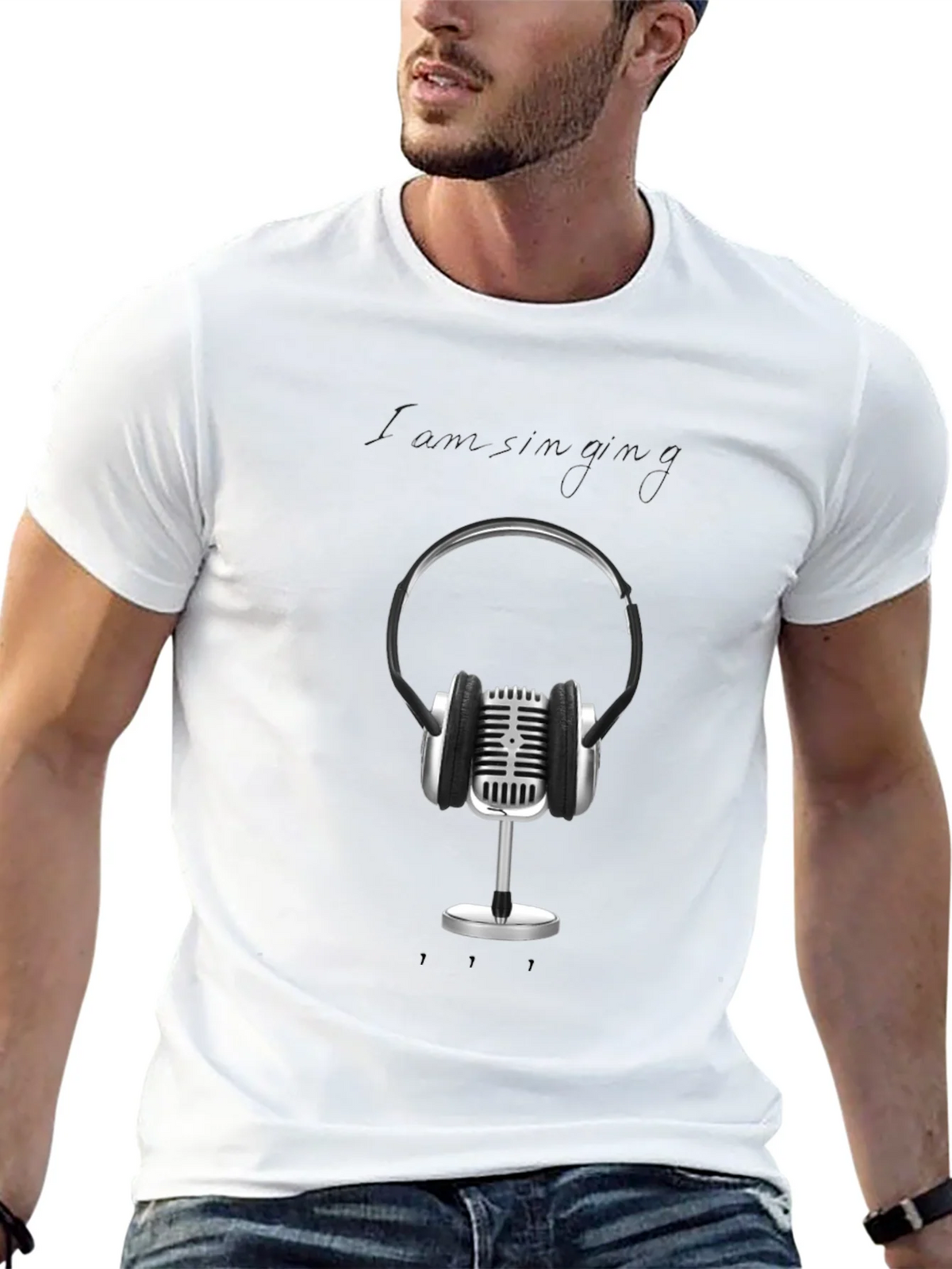 Retro Microphone & Headphones Graphic Tee - Black product image 4