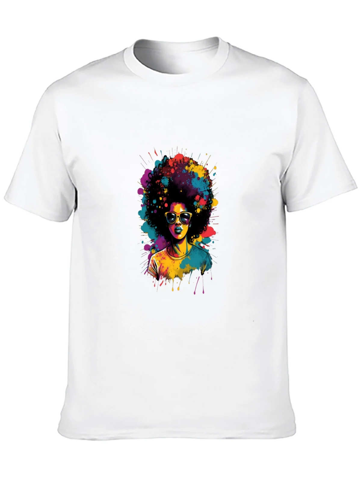 Colorful Afro Woman Graphic Tee - Black T-Shirt product image 12