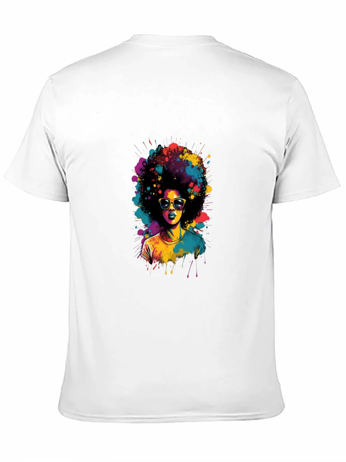 Colorful Afro Woman Graphic Tee - Black T-Shirt product image 2