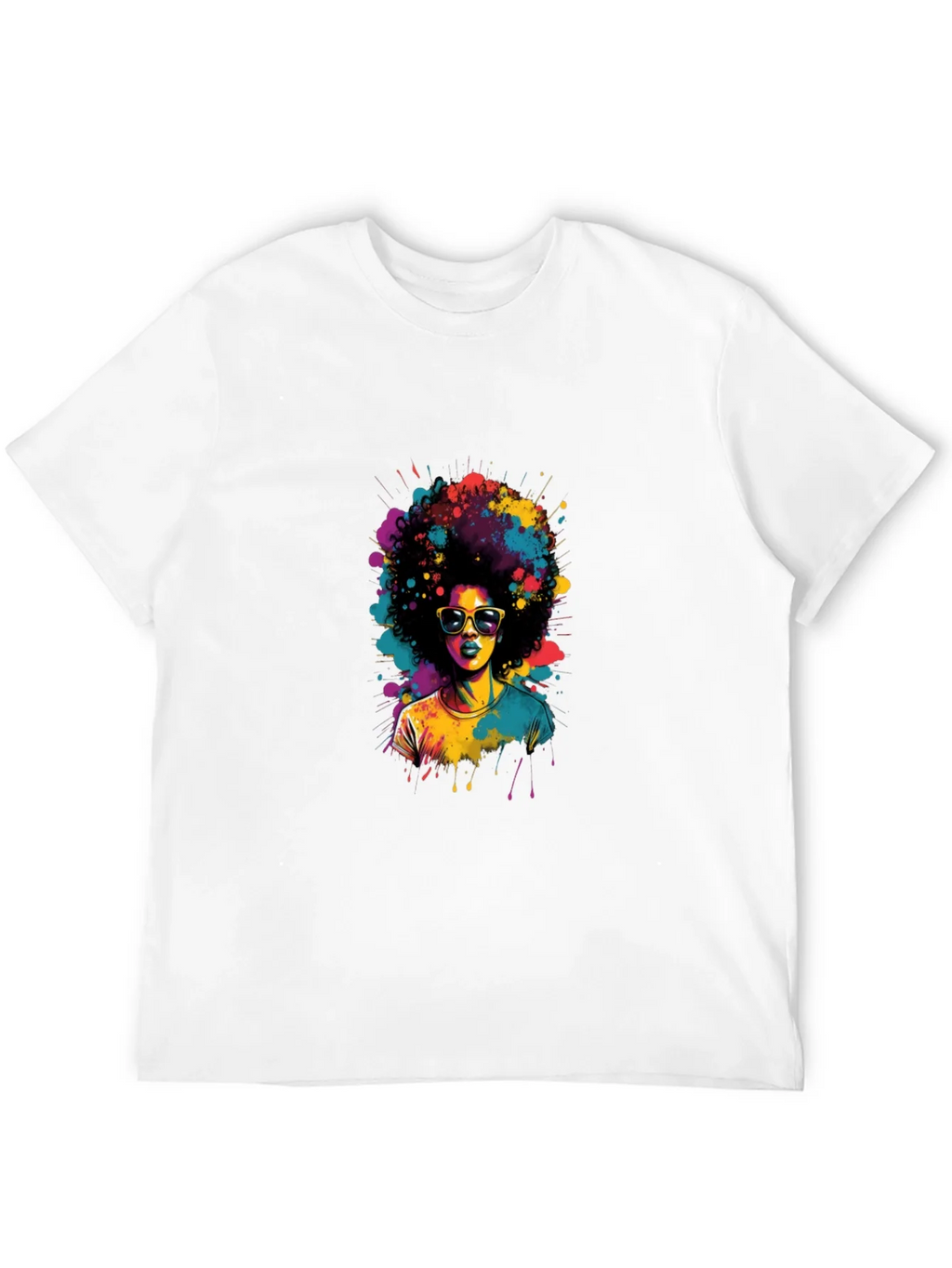 Colorful Afro Woman Graphic Tee - Black T-Shirt product image 3
