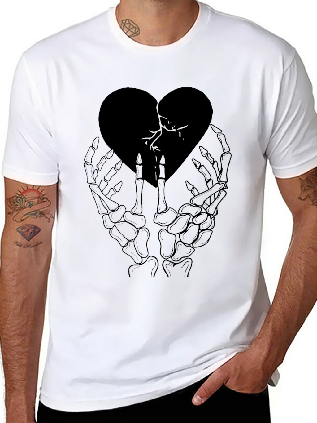 Broken Heart Skeleton Hand Graphic Tee product image 10