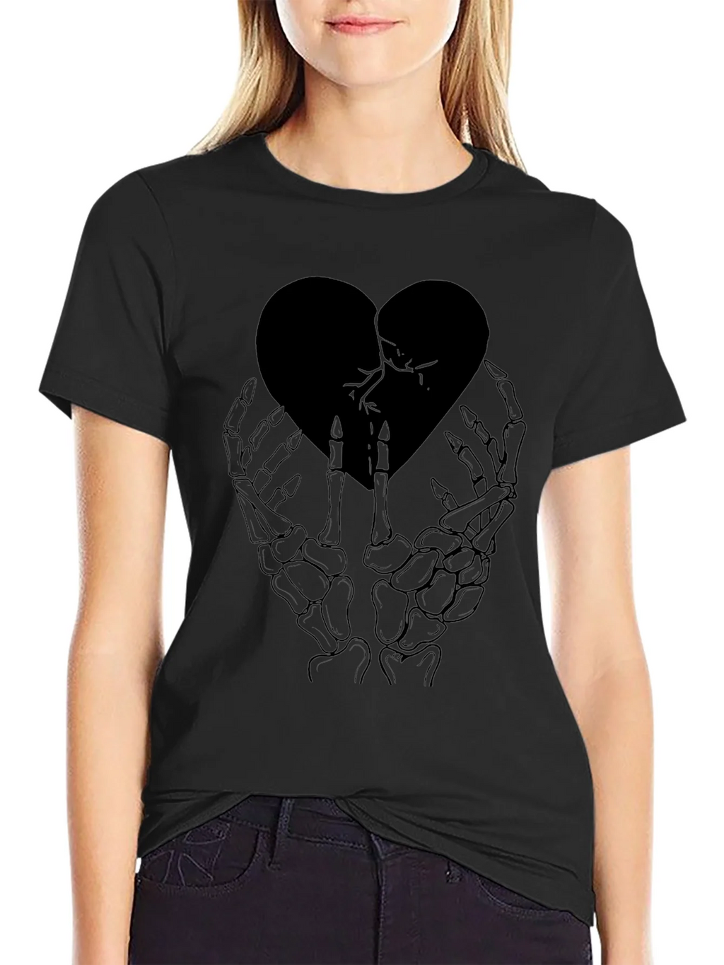 Broken Heart Skeleton Hand Graphic Tee product image 5