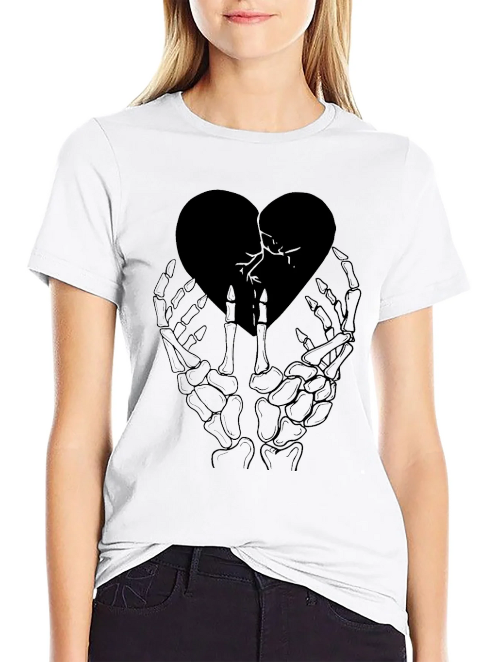 Broken Heart Skeleton Hand Graphic Tee product image 11