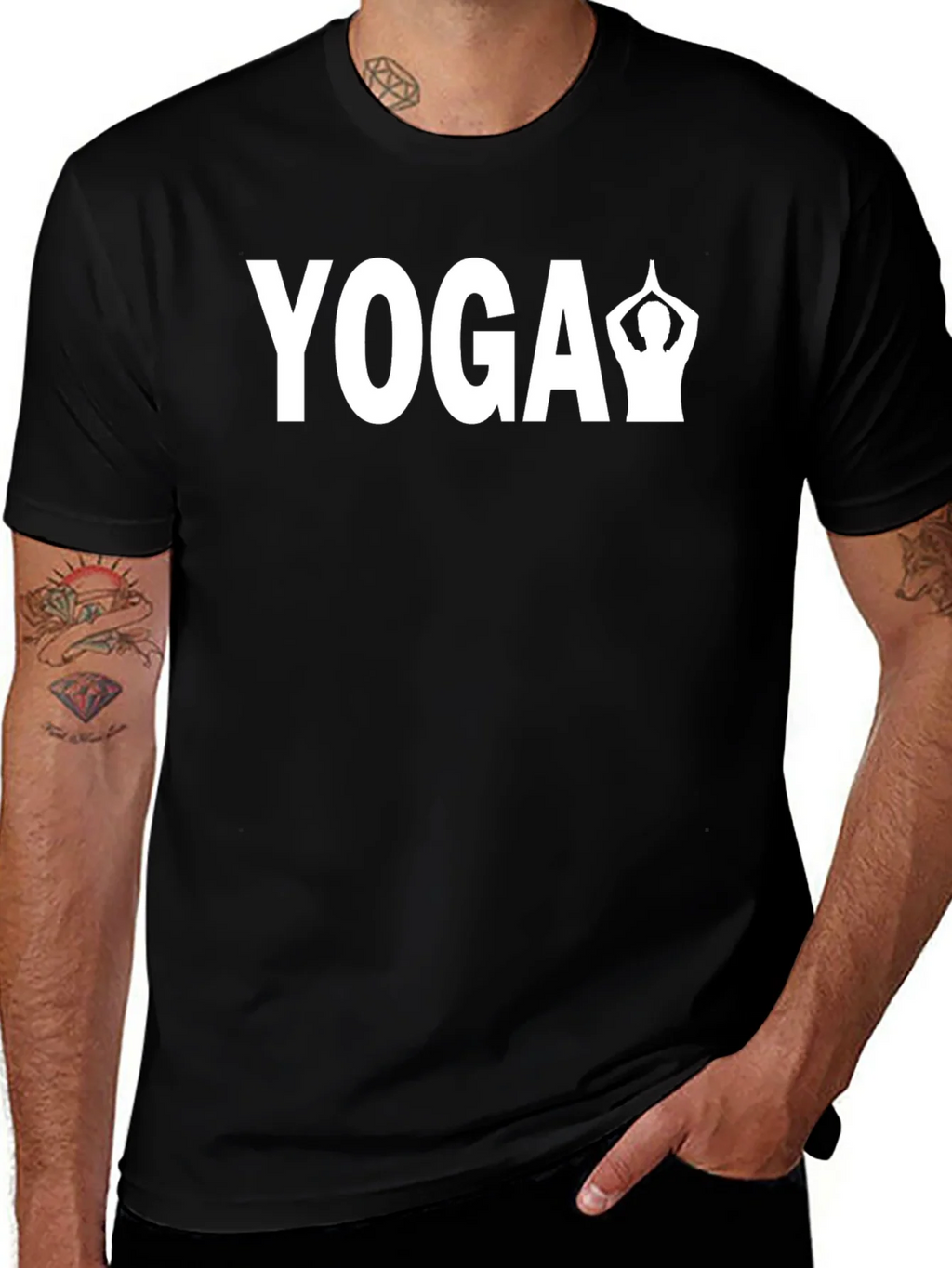 Yoga Pose Graphic Tee - Black Cotton Blend product image 1