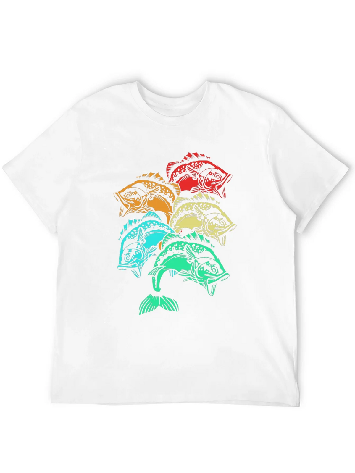 Colorful Fish Graphic Tee - Black Cotton T-Shirt product image 3