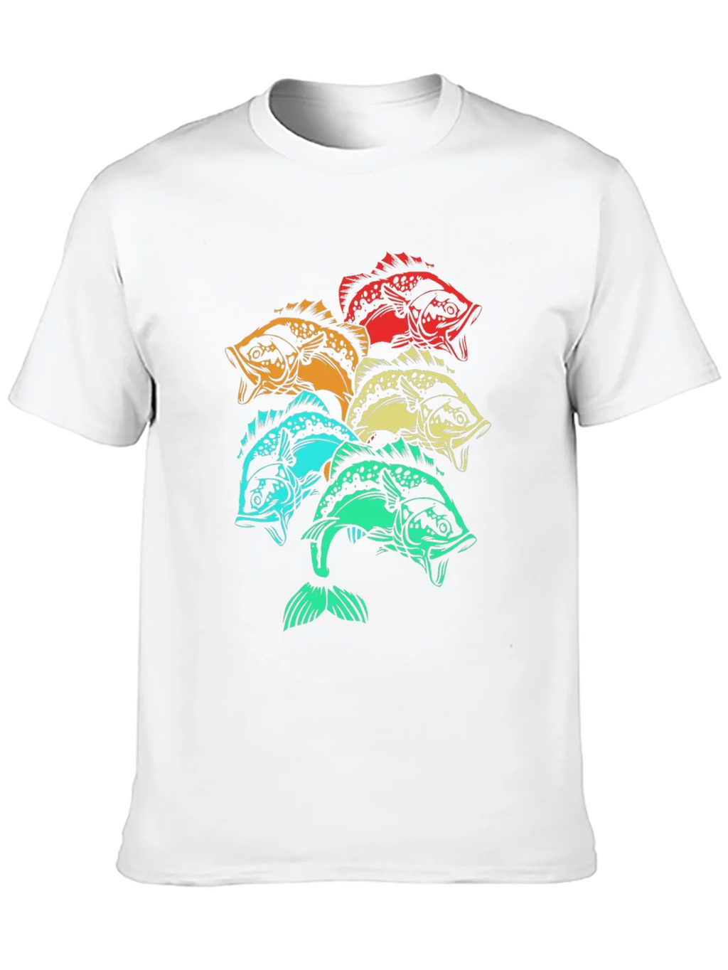 Colorful Fish Graphic Tee - Black Cotton T-Shirt product image 12