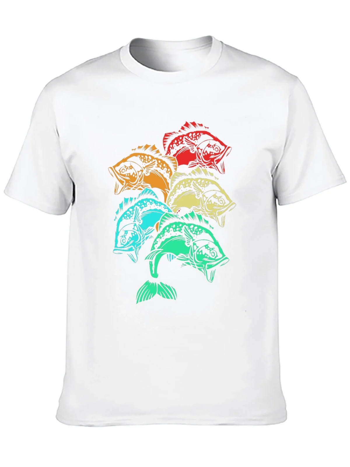 Colorful Fish Graphic Tee - Black Cotton T-Shirt product image 12