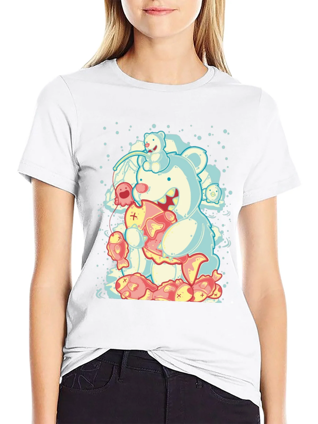 Bear Eating Fish Graphic T-Shirt product image 11