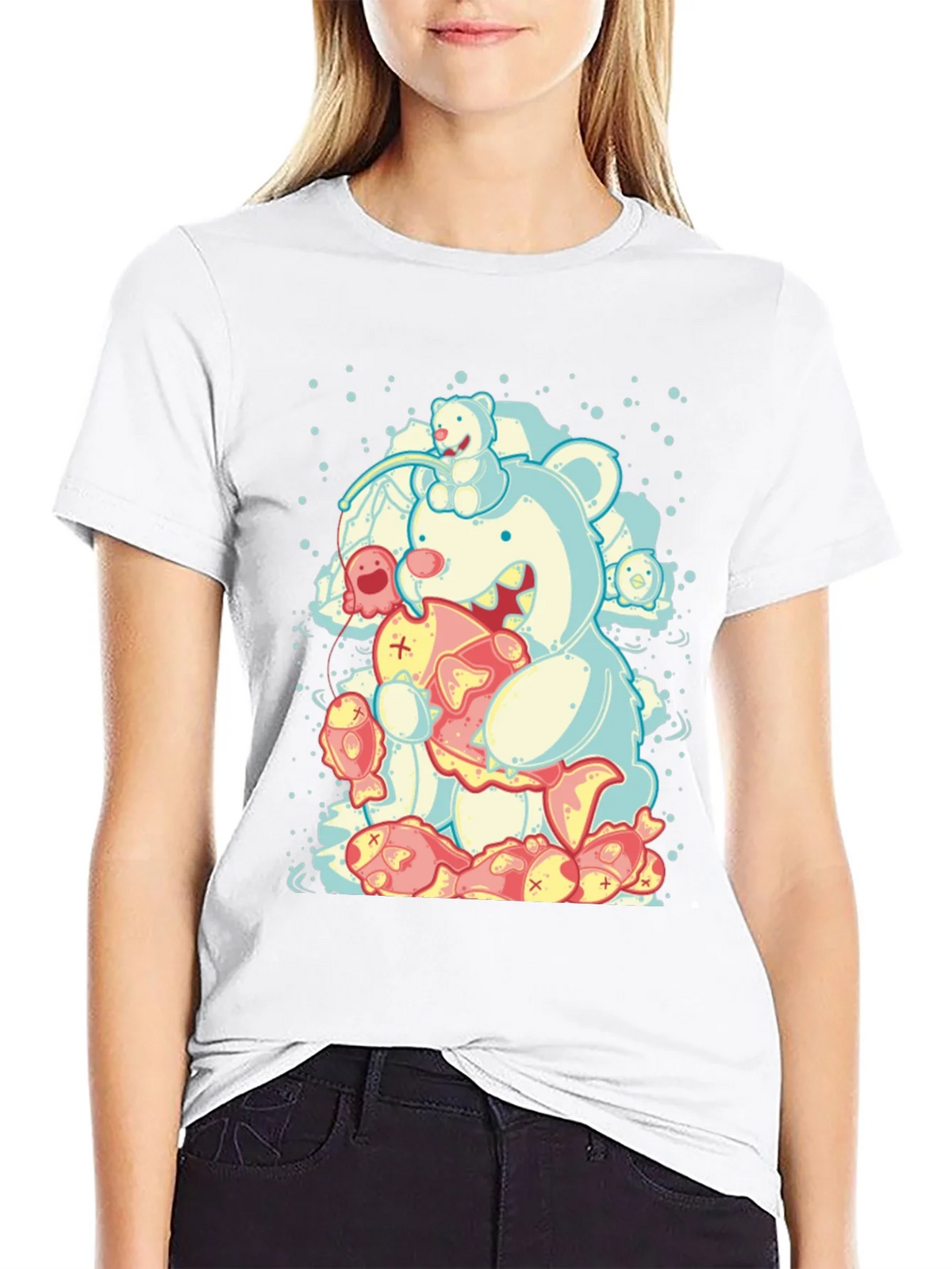 Bear Eating Fish Graphic T-Shirt product image 11