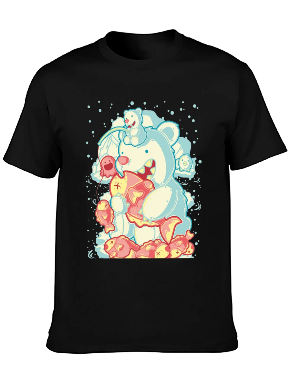 Bear Eating Fish Graphic T-Shirt product image 6