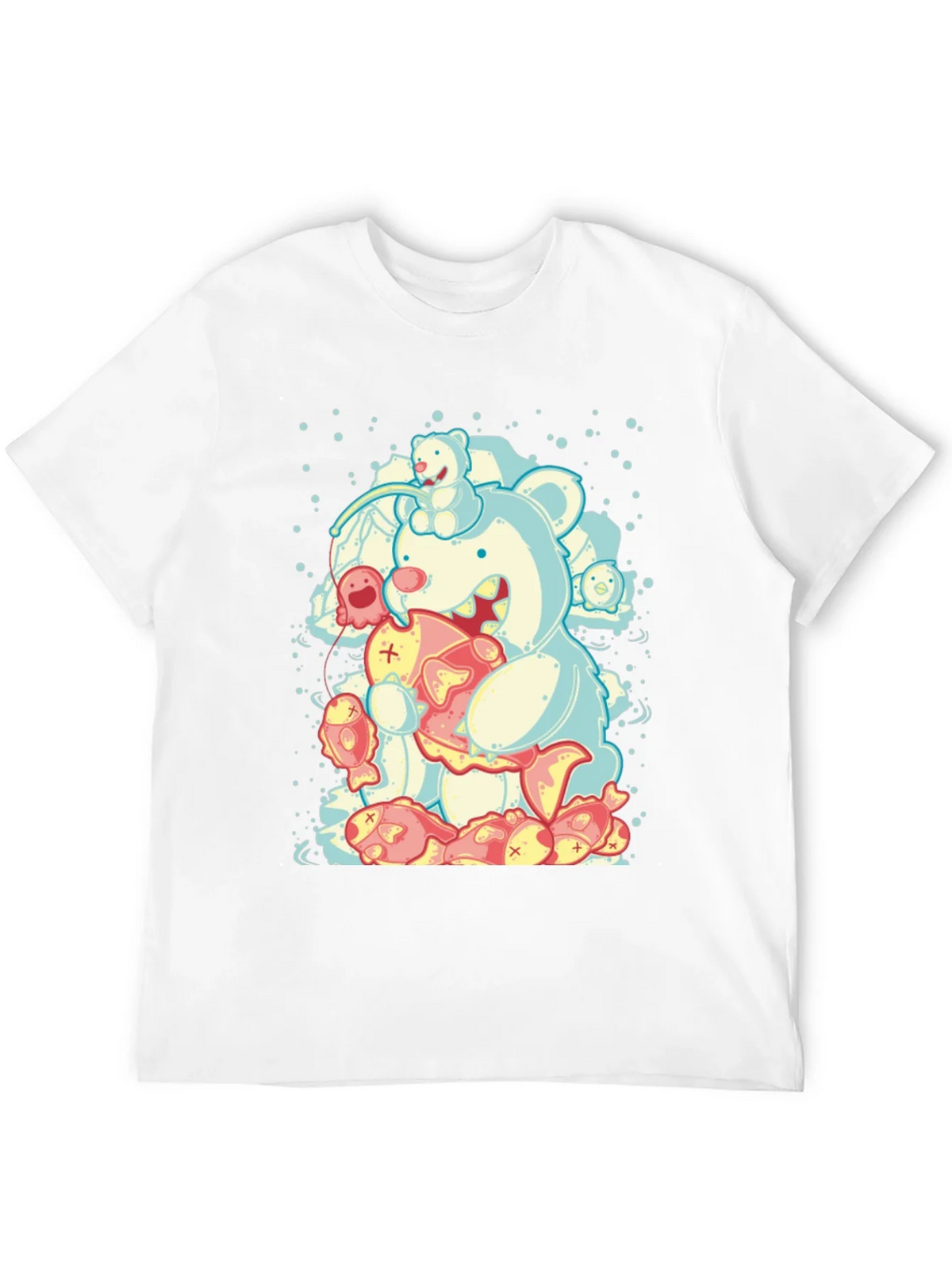 Bear Eating Fish Graphic T-Shirt product image 3