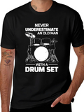 Never Underestimate Old Man Drum Set Black T-Shirt product image 1